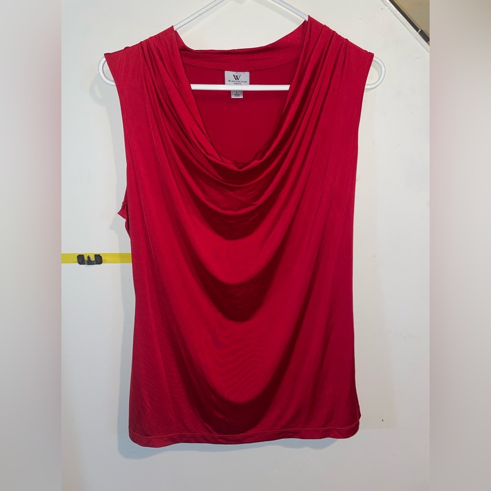 Worthington Red Draped Cowl Neck Tank Top